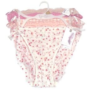 JESSICA SIMPSON 5 Pack Panties Ultra Flirty Bikini Fit Floral Eyelet NWT XL